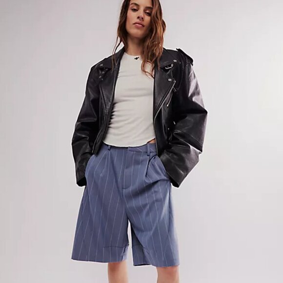 new FREE PEOPLE Blue Something About You Trouser Shorts - Picture 1 of 7